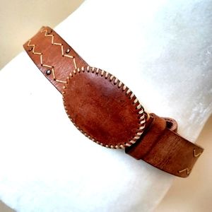 Tan Boho Western Hippie Studded Leather Belt